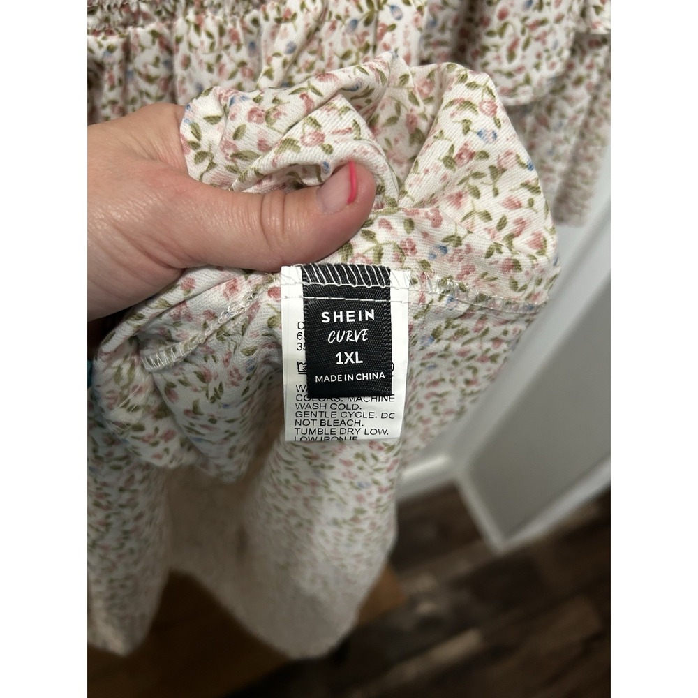 Shein Women's Size 1X Floral Ditzy Dress Multicolor Summer Easter Lightweight - Picture 7 of 11